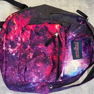 JanSport Pink and Purple Cosmic Backpack Modern Design